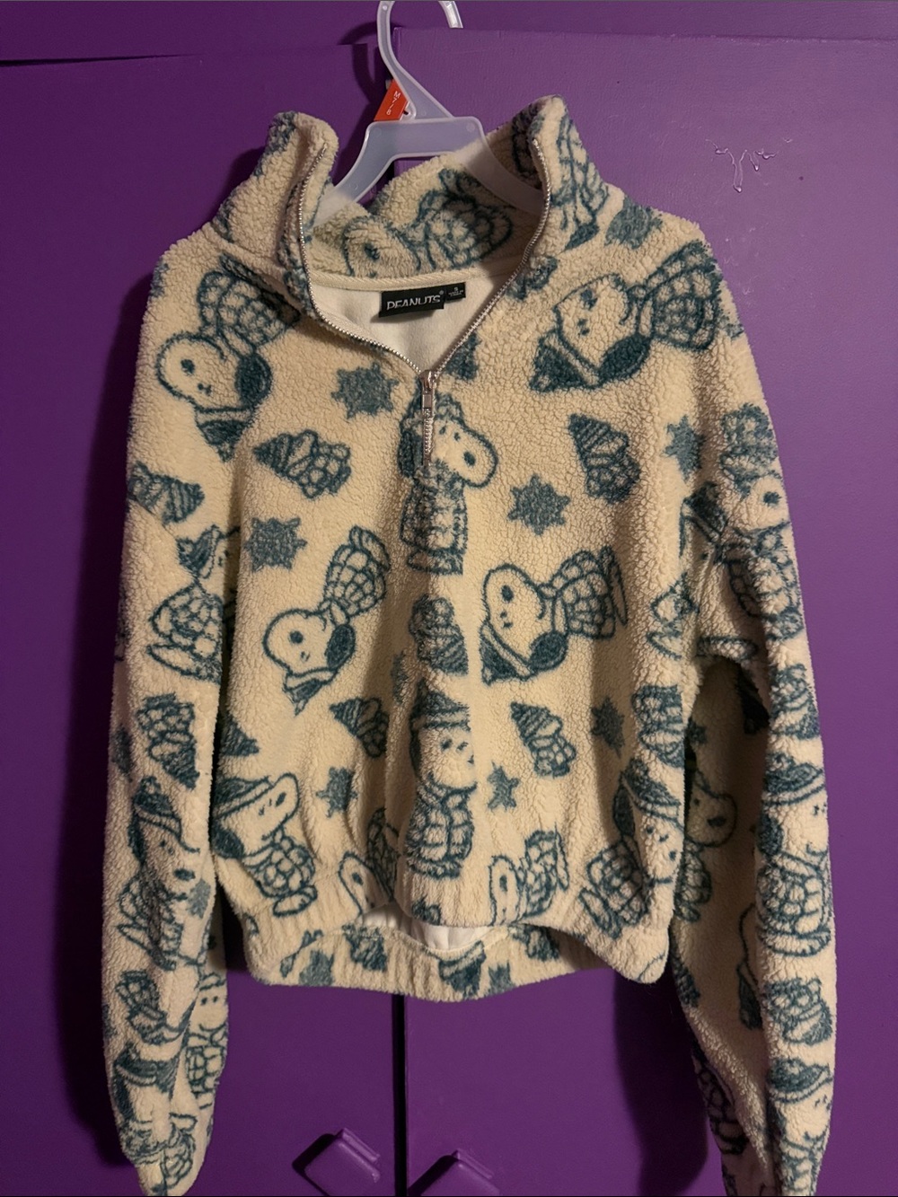 Peanuts/Snoopy Sherpa Half-Zip Sweater NWOT